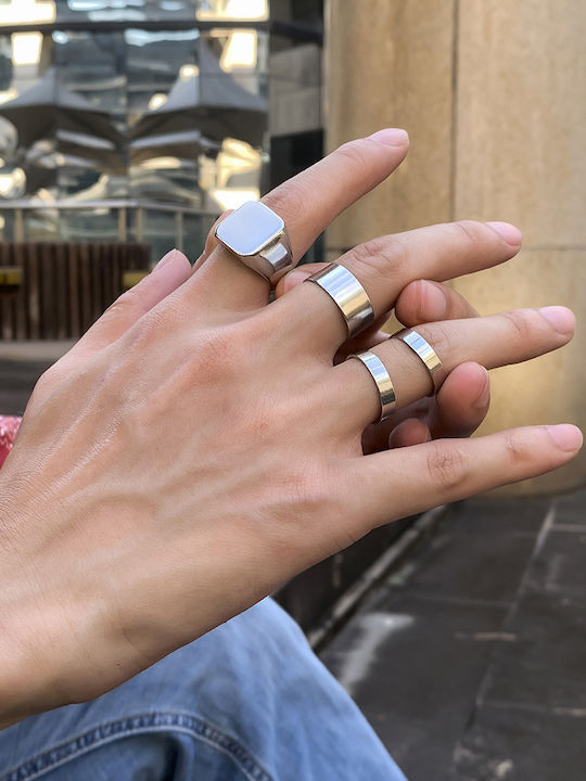Retro Geometric Rings Σετ 4 Δαχτυλίδια Ασημί Κράμα Ορειχάλκου