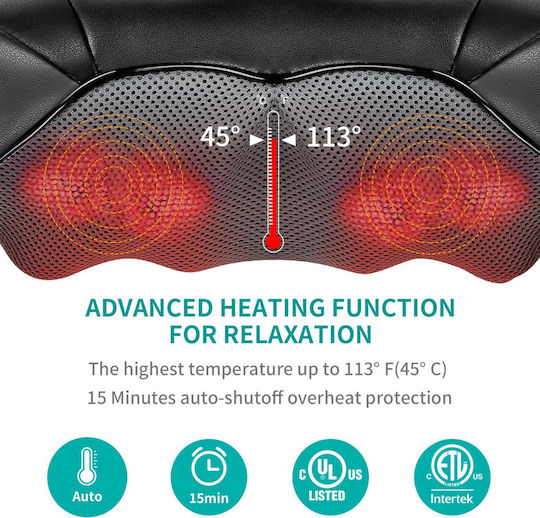 Pillow Massage for the Neck & the Back with Vibration and Heating Function Black
