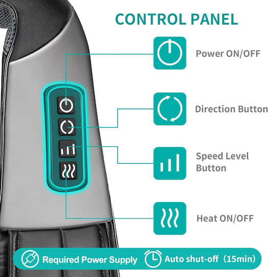 Pillow Massage for the Neck & the Back with Vibration and Heating Function Black