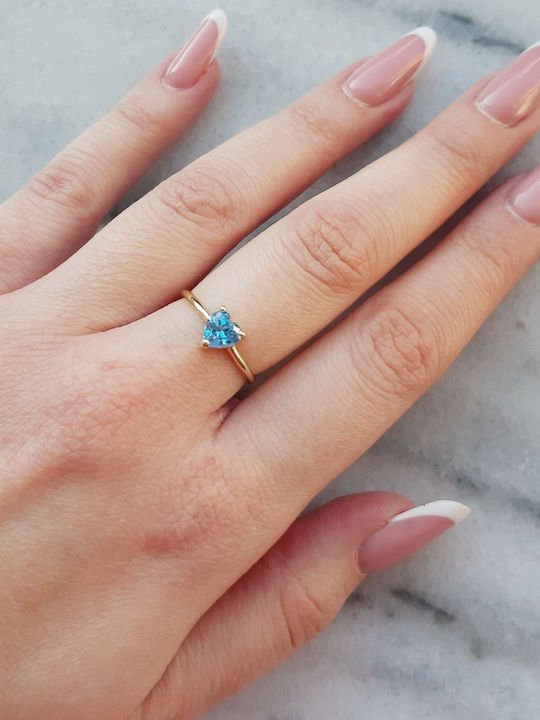 Inel Aur Inimă K14 Zircon