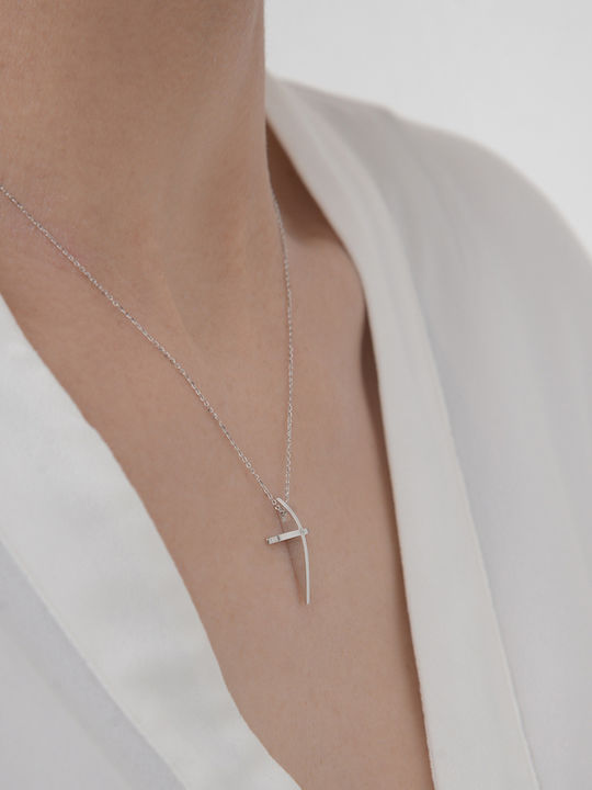 Weißgoldenes 18K Kreuz mit Diamanten Brillant 0.01ct Weißgoldenes 18K Kreuz mit Diamanten Brillant 0.01ct