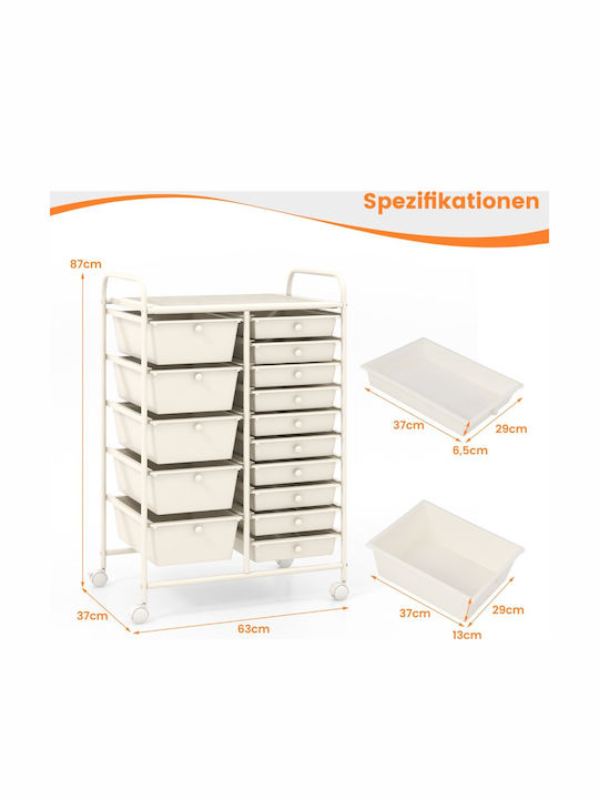 Costway Metallische Kleine Aufbewahrungsmöbel Schubladen M63xB37xH87cm