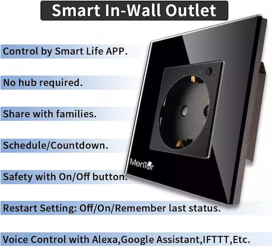 Power Socket Wi-Fi Black 1pcs