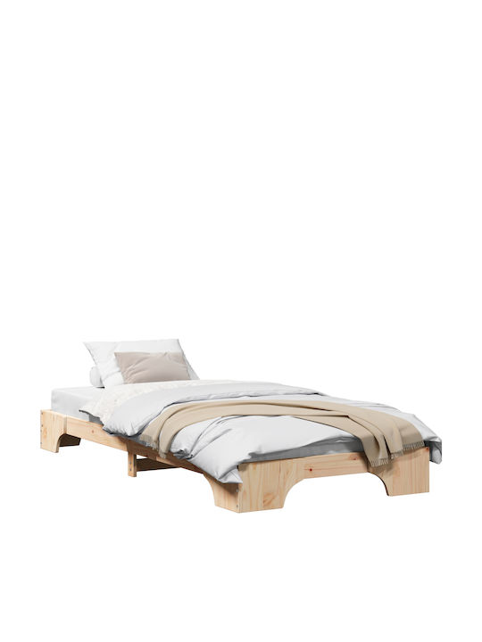 Pat pentru Copii Clasic Single Bej pentru Saltea 75x190cm