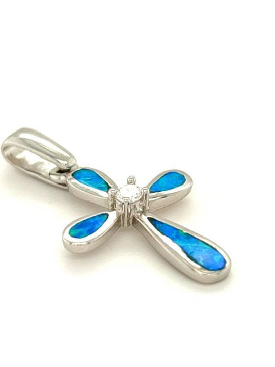 Μενταγιόν Ασήμι 925° Σταυρός Τεχνητό Opal Μενταγιόν Ασήμι 925° Σταυρός Τεχνητό Opal