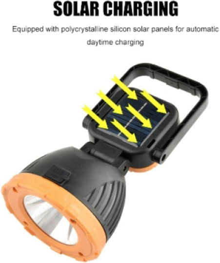 Solar Work Lamp Handle Flashlight Type Solar Panel Sturdy Versatile 20w Power Shock Resistant Black Yellow