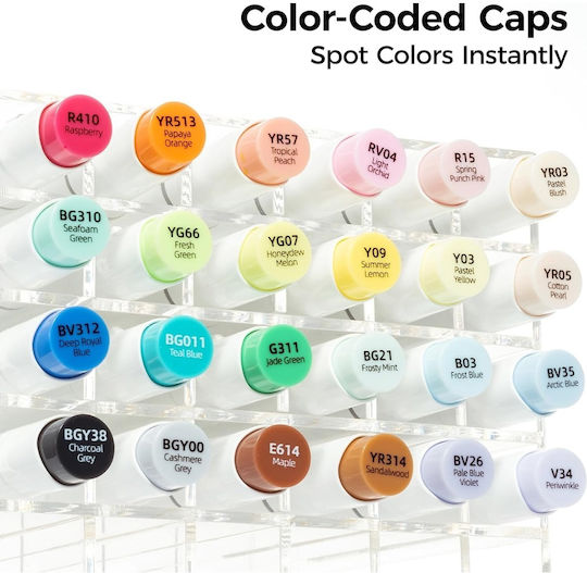 Ohuhu Honolulu Plus Culori De Bază Markere De Desen Cu Alcool Pensulă & Daltă Supreme Set 24 Culori