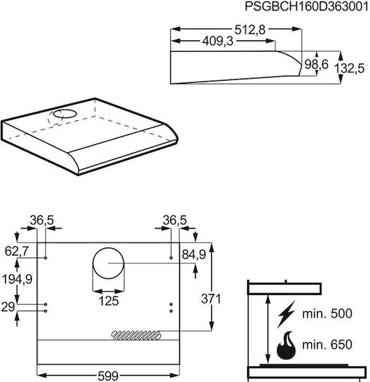 AEG Ελεύθερος Απορροφητήρας 60cm Inox