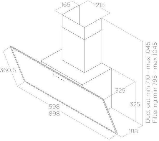 Elica Shire BL/A/60 Chimney Vent Hood 60cm Black