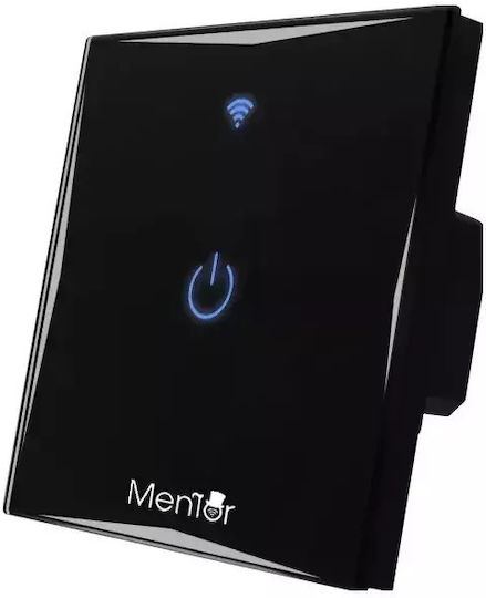 Încastrat Comutator de Perete Wi-Fi Iluminat Sens unic cu Cadru Negru