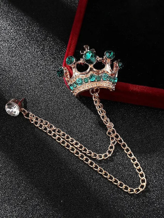 Χρυσαφί Καρφίτσα Πέτου Crown Τιρκουάζ Κρύσταλλο