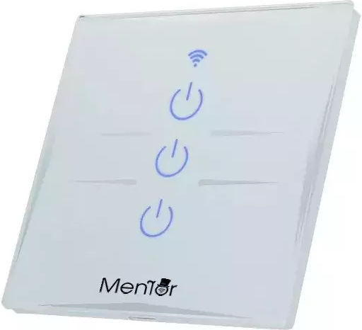 Comutator De Perete Electric Încastrat Tactil Wi-Fi Triplu Cu Ramă Mediu Alb