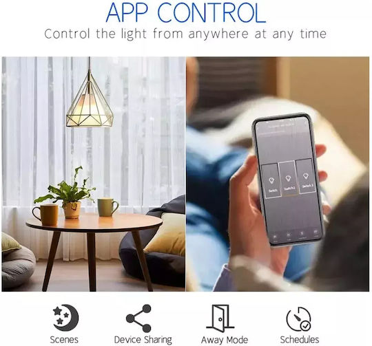 Comutator De Perete Electric Încastrat Tactil Wi-Fi Triplu Cu Ramă Mediu Alb