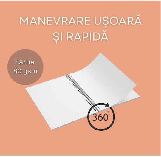 Notizbuch Spirale 80 Blätter A5 mit leeren Seiten Weiß