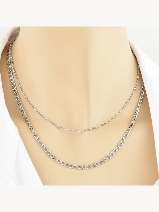 Leticia Kette Silber 2mm Αλυσίδα Λαιμού Ανοξείδωτο Ατσάλι 316l 60 cm