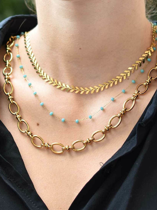 Arrow Chain Gold 6mm Αλυσίδα Λαιμού Ανοξείδωτο Ατσάλι 316l 45 Cm