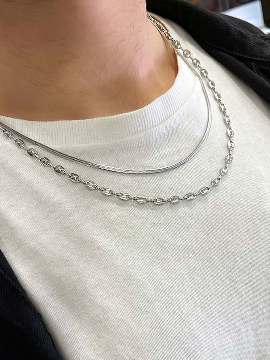 Theta Chain Silver 5.2mm Silver Neck Chain Stainless Steel 316L 60 cm