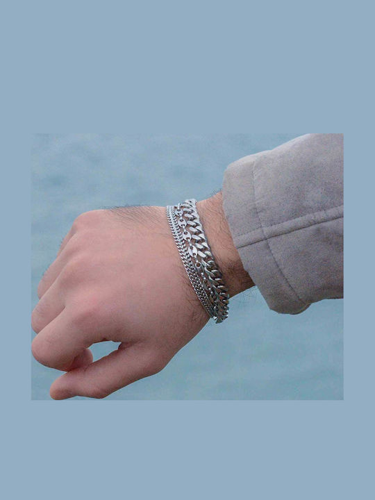 Theta Silver Bracelet 5mm Stainless Steel 316L Bracelet 22-23 Cm
