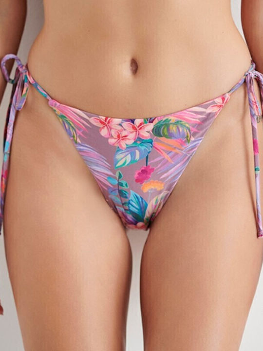 Bikini Slip με Κορδονάκια Λιλά