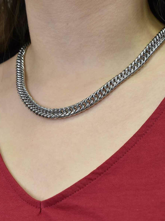 Cubano Chain Silver 9mm Αλυσίδα Λαιμού Ανοξείδωτο Ατσάλι 316l 60 Cm