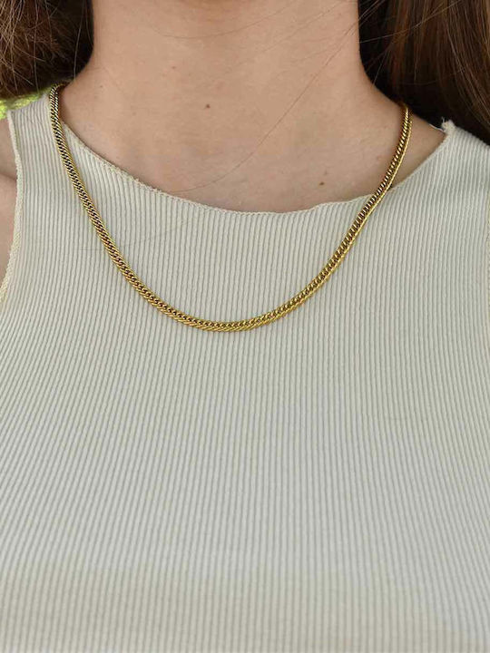 Micron Cubana Chain Gold 4mm Αλυσίδα Λαιμού Ανοξείδωτο Ατσάλι 316l 55 Cm