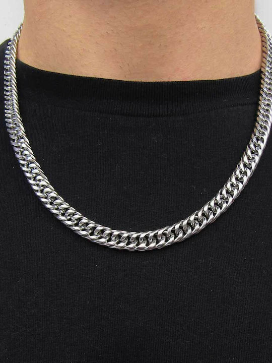 Cubano Chain Silver 9mm Αλυσίδα Λαιμού Ανοξείδωτο Ατσάλι 316l 60 Cm
