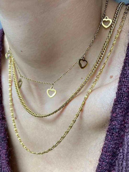 Micron Cubana Chain Gold 4mm Αλυσίδα Λαιμού Ανοξείδωτο Ατσάλι 316l 55 Cm