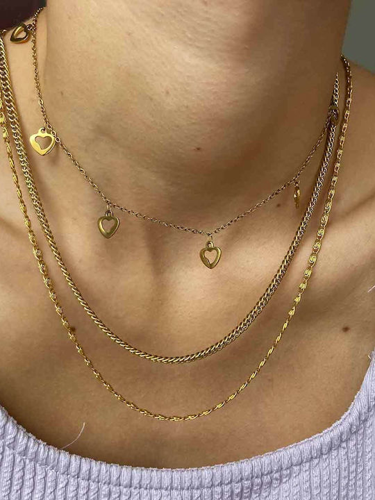 Micron Cubana Chain Gold 4mm Αλυσίδα Λαιμού Ανοξείδωτο Ατσάλι 316l 55 Cm
