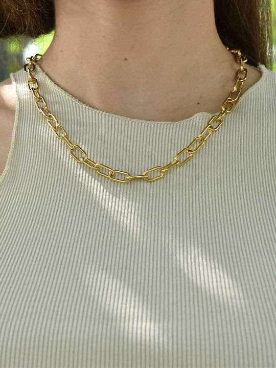 Romeo Chain Gold 7mm Αλυσίδα Λαιμού Ανοξείδωτο Ατσάλι 316l 60 Cm