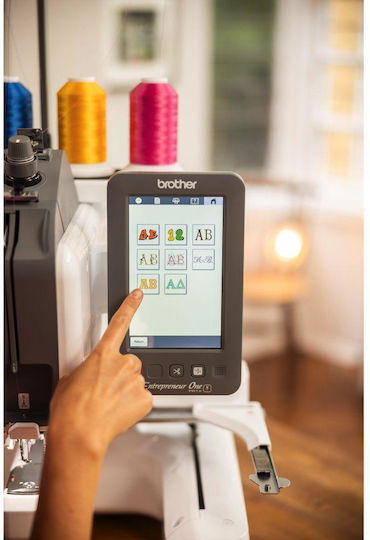 Brother Pr1x Embroidery Machine 495 Embroidery Designs Graffiti Alphabet 7" Lcd Screen Led Lighting White