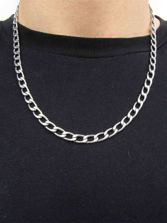 Avalon Chain Silver 7mm Neck Chain Stainless Steel 316L 50 cm