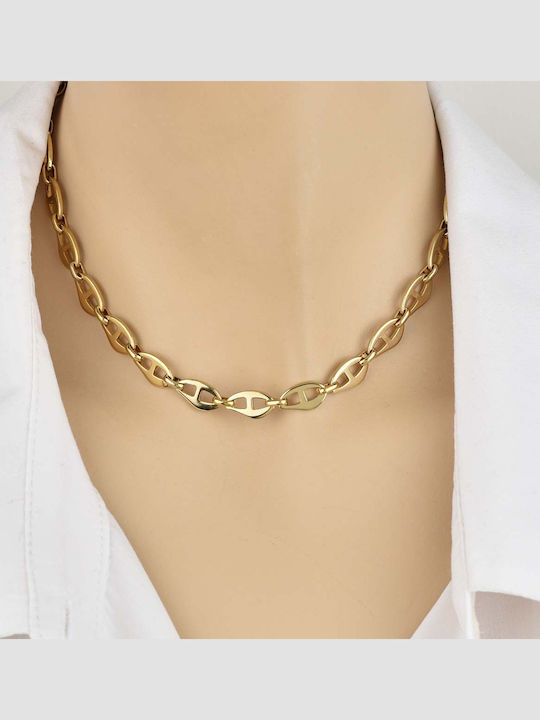 Noelia Chain Gold 8mm Neck Chain Stainless Steel 316l 50 Cm