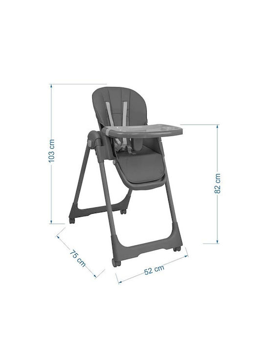 Bebe Stars Milk Foldable Highchair 2 in 1 with Adjustable Height Gray