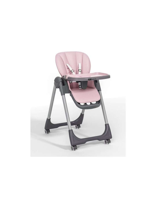 FreeOn And Foldable Baby Highchair with Adjustable Height Pink