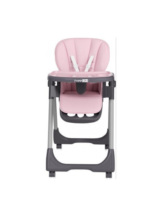 FreeOn And Foldable Baby Highchair with Adjustable Height Pink