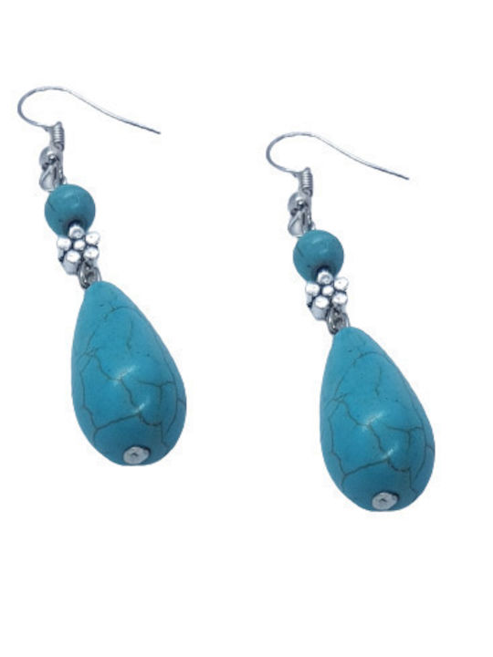 Vintage Boho Turquoise Stone Necklace Earrings Bracelet Set