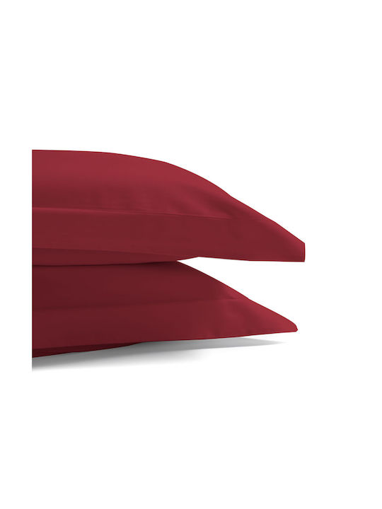 Aslanis Home Satin Plain Set Față de Pernă Oxford Cabernet 50x80cm.