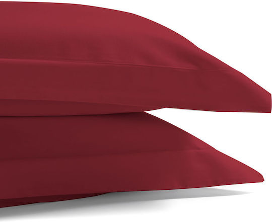 Aslanis Home Satin Plain Σετ Μαξιλαροθήκες Oxford Cabernet 50x80εκ.