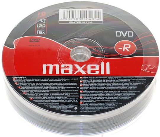 Maxell Записваеми DVD-R 16x 4.7ГБ Кутия за торта 10бр