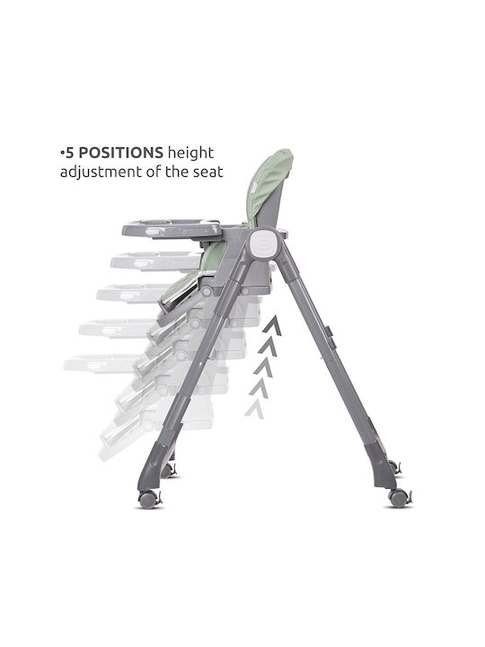 Lorelli Chef Foldable Baby Highchair 3 in 1 with Adjustable Height Green Leather