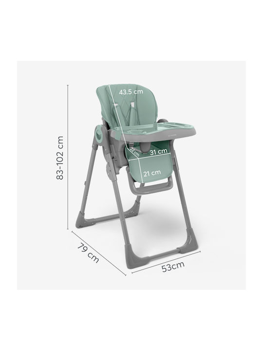 Kikka Boo Comfy+ Αναδιπλούμενο Καρεκλάκι Φαγητού με Ρυθμιζόμενο Ύψος Mint