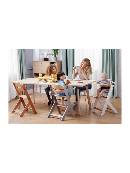 Kinderkraft Enock Καρεκλάκι Φαγητού 2 in 1 με Ρυθμιζόμενο Ύψος Wooden-Grey
