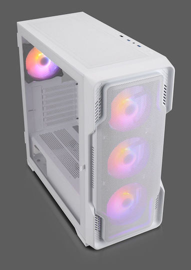 Nanoxia DS-9 ARGB TG-Mesh Airflow Gaming Midi-Turm Computergehäuse mit Seitenfenster Weiß