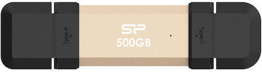 Silicon Power Ds72 500GB USB 2.0 Стик с връзка USB-A & USB-C Златист