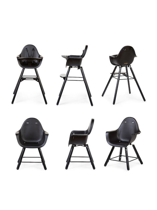 Childhome Evolu 2 Scaun Înalt De Masă Bebe 2 În 1 Cu Înălțime Reglabilă Negru
