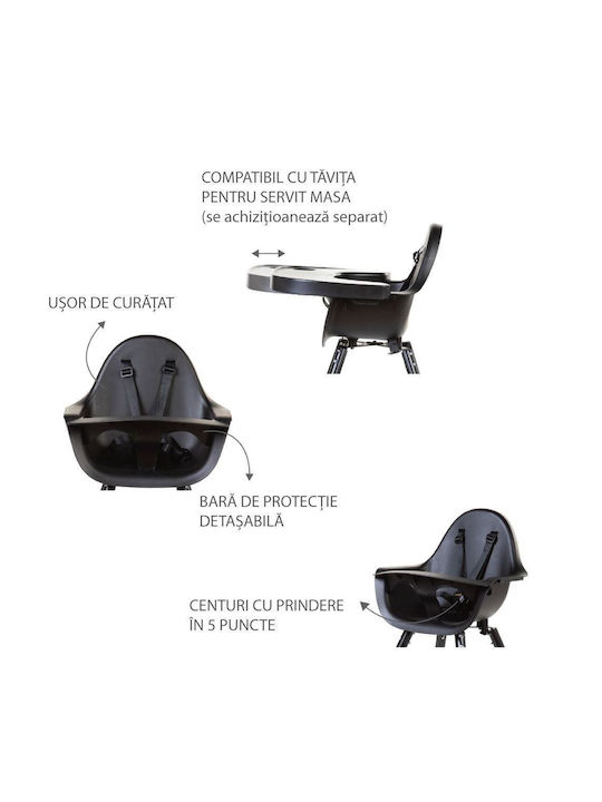 Childhome Evolu 2 Scaun Înalt De Masă Bebe 2 În 1 Cu Înălțime Reglabilă Negru