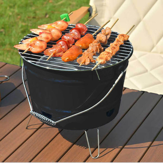 Mini Преносимо Барбекю-bucket на Въглища Д28x23см Черно