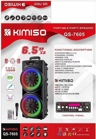 Kimiso Ηχείο Karaoke με Ενσύρματo Μικρόφωνο και Εφέ Φωτισμού QS-7605 100103 Μαύρο