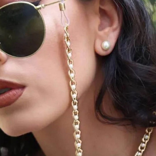 Brillenkette Perlen Goldfarben