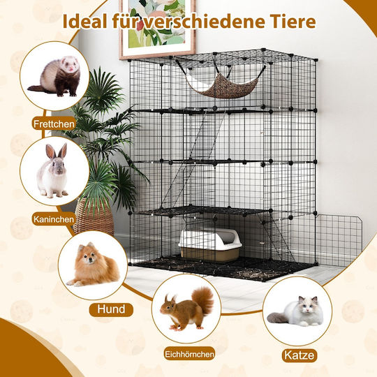 Costway Large Four-Story Cat Cage Hammock Ladders Doors Roof Window 109.5 x 74.5 x 143 Cm Pv10319bk